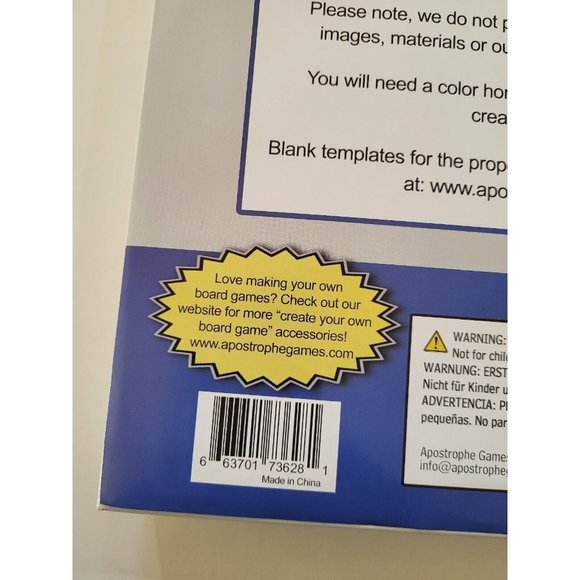 Blank Game Board Make Your Own Opoly Board Game Apostrophe Games New - Picture 4 of 5